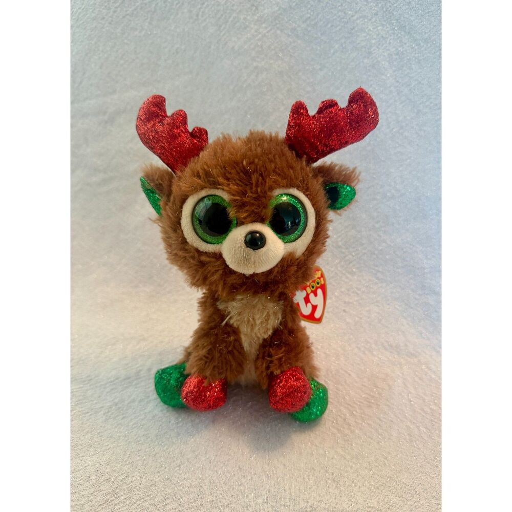 Ty Beanie Boos Fudge the Christmas Reindeer. MWMTs